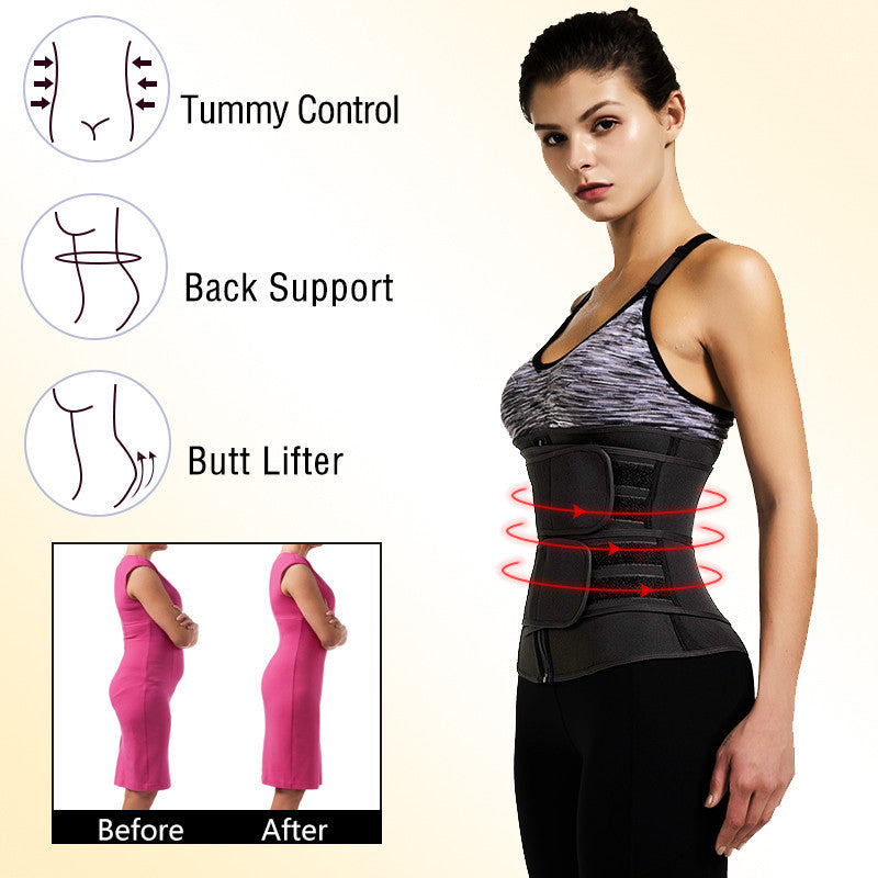 Double Waist Belt Trainer for Fitness – Adjustable Body Shaper Belt