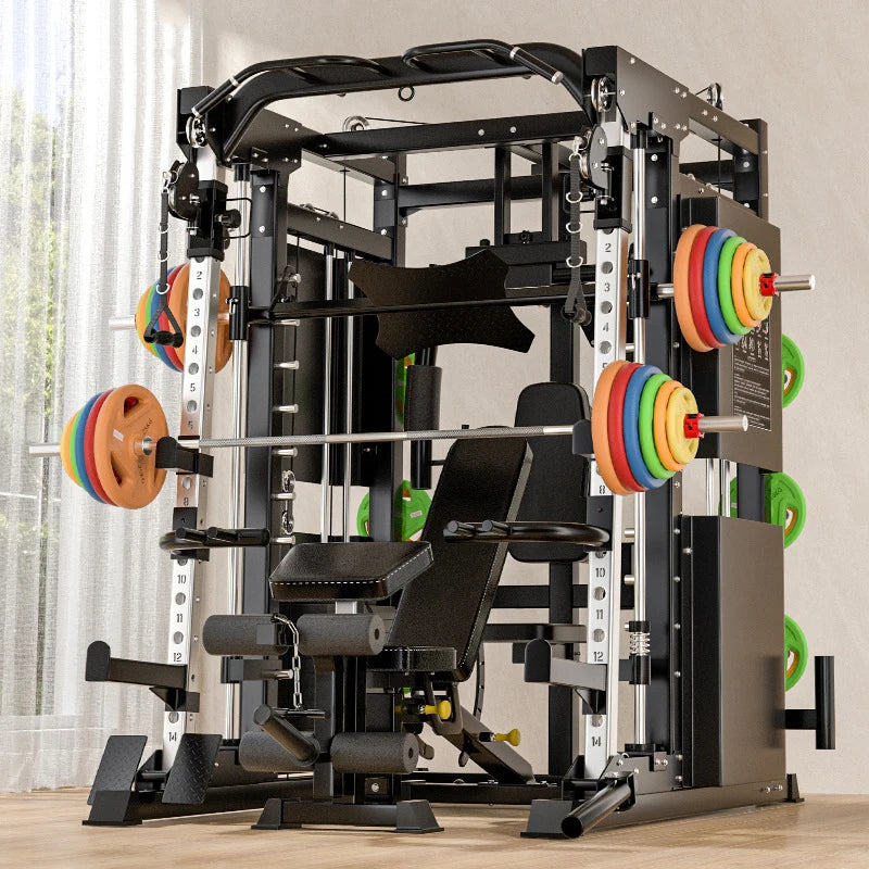 Professional Smith Machine Comprehensive Trainer – Multi-Functional Home & Commercial Gym Strength Equipment with Squat Rack & Pulley System