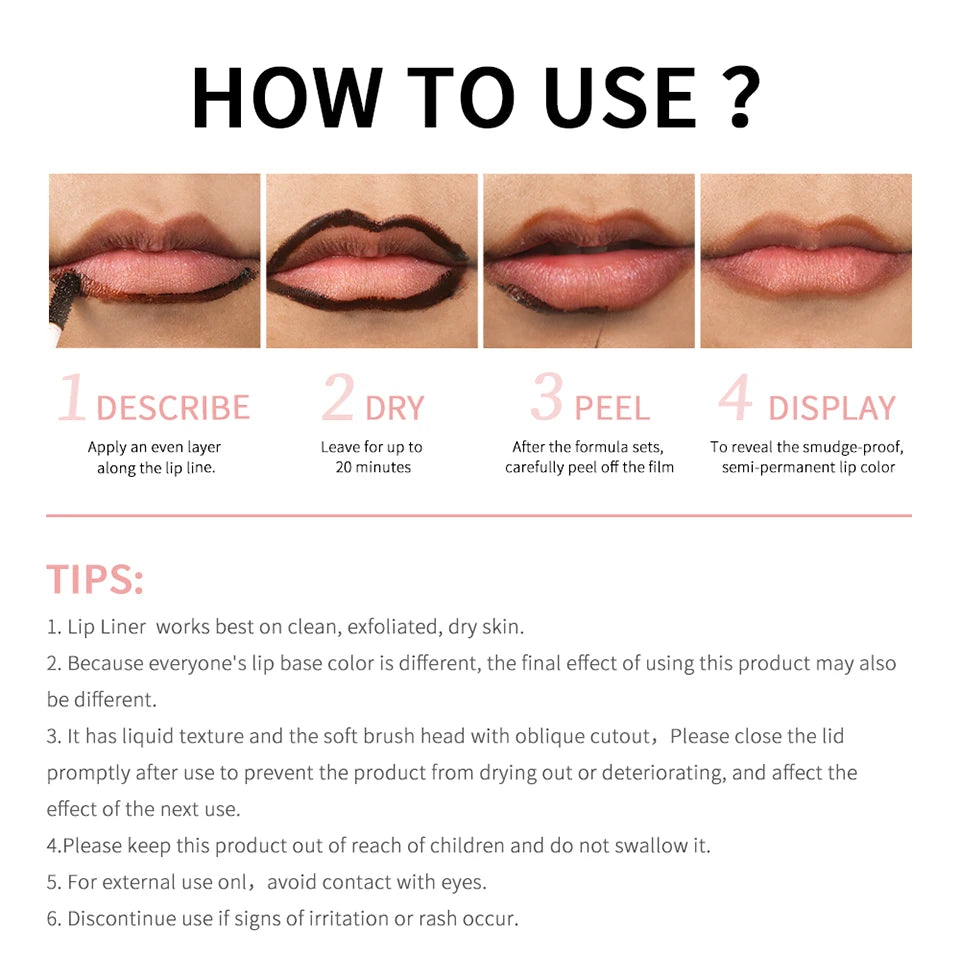 Waterproof Peel-Off Lip Liner Ink – Long-Lasting Velvet Matte Lip Tattoo