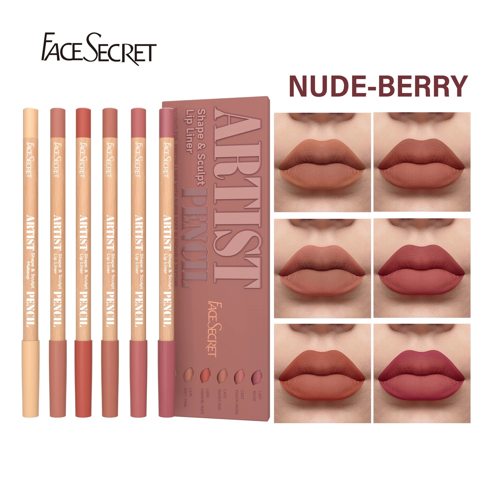 Face Secret Lip Liner Pencil Set – Matte Sculpting Liner