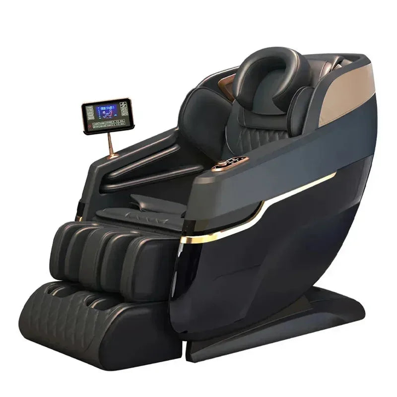 4D SL Track Massage Chair with Zero Gravity, Full Body Airbags, Touch Screen & 3-Year Warranty – Black/White