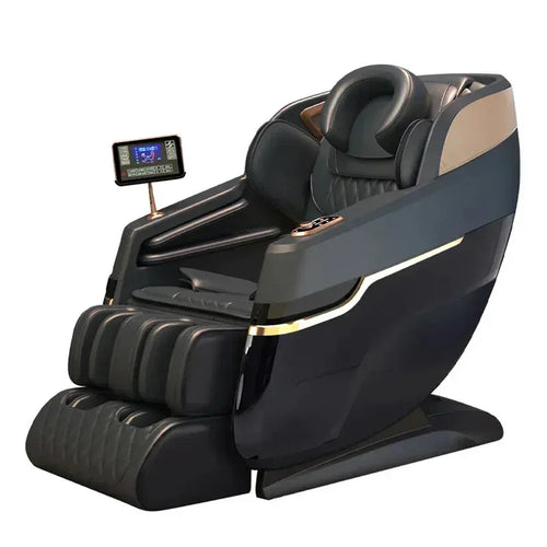 4D SL Track Massage Chair with Zero Gravity, Full Body Airbags, Touch Screen & 3-Year Warranty – Black/White