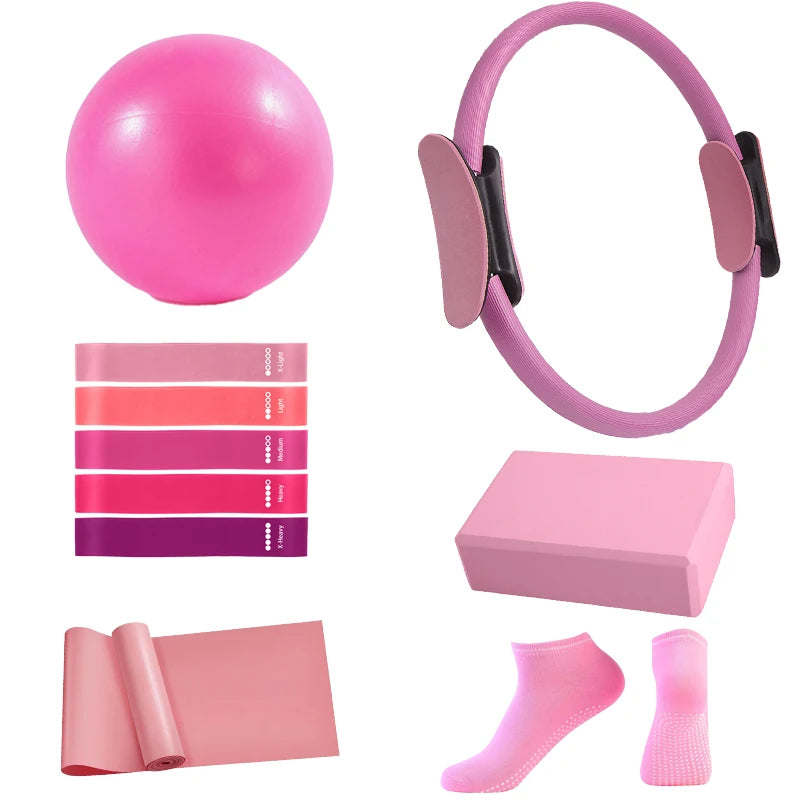 Pilates Ring Set for Women Home Yoga Accessories Pilates Ring Circle and Ball Workouts Ball Yoga Circle Resistance Bands Block