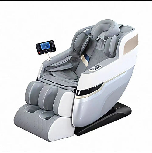 4D SL Track Massage Chair with Zero Gravity, Full Body Airbags, Touch Screen & 3-Year Warranty – Black/White