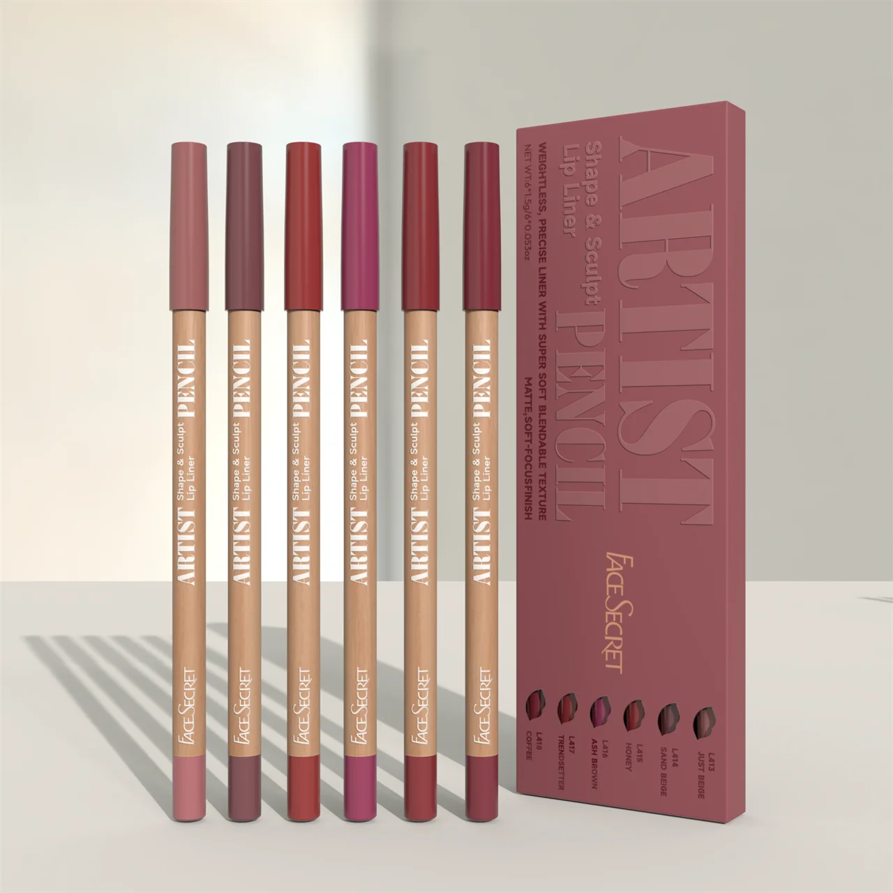 Face Secret Lip Liner Pencil Set – Matte Sculpting Liner