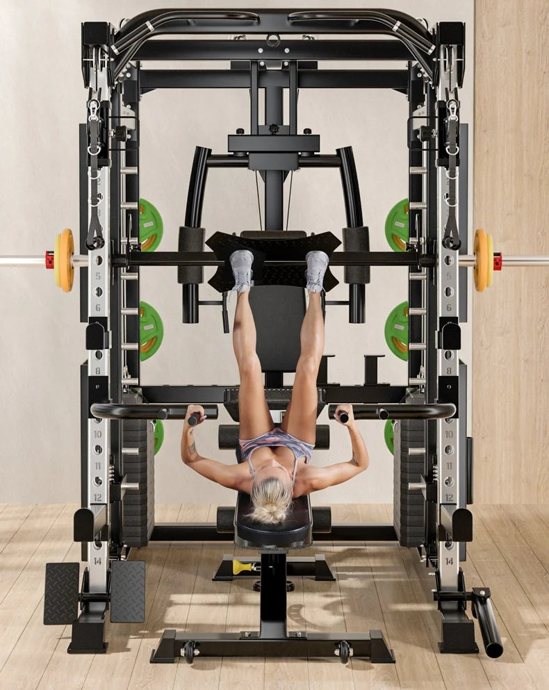 Professional Smith Machine Comprehensive Trainer – Multi-Functional Home & Commercial Gym Strength Equipment with Squat Rack & Pulley System