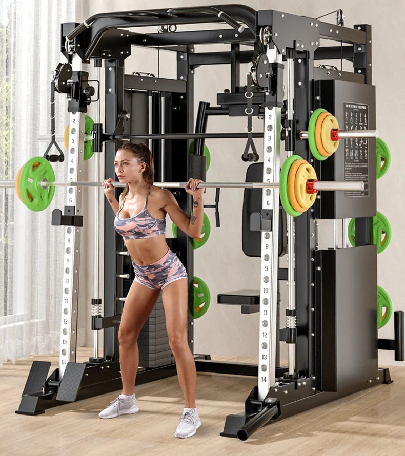 Professional Smith Machine Comprehensive Trainer – Multi-Functional Home & Commercial Gym Strength Equipment with Squat Rack & Pulley System
