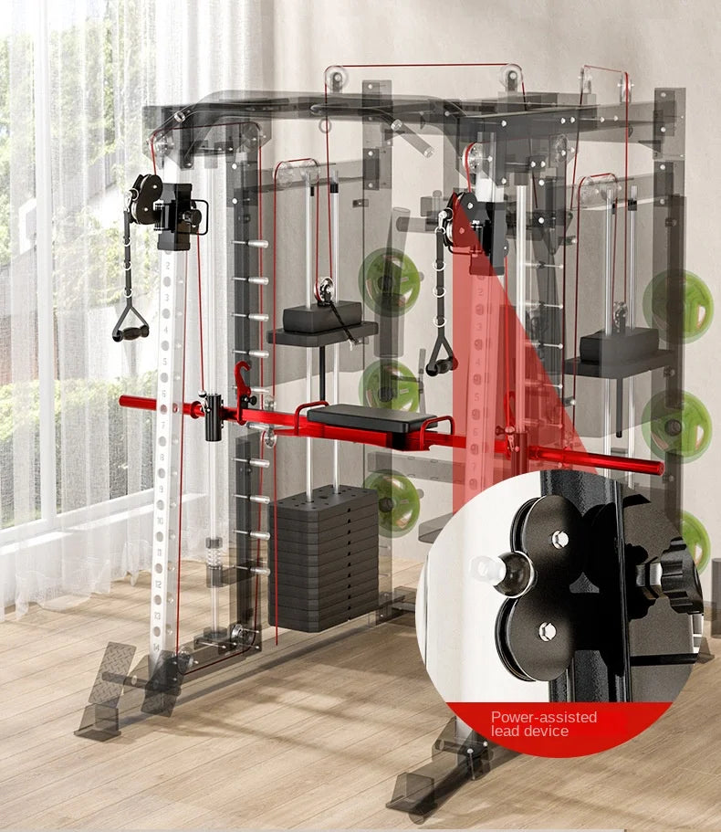 Professional Smith Machine Comprehensive Trainer – Multi-Functional Home & Commercial Gym Strength Equipment with Squat Rack & Pulley System