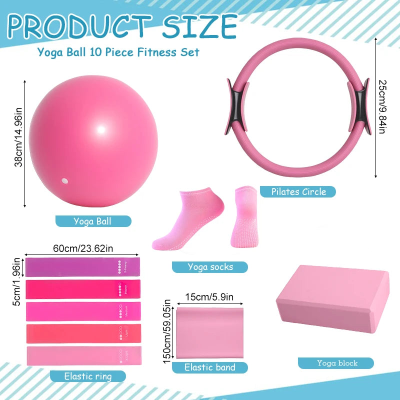 Pilates Ring Set for Women Home Yoga Accessories Pilates Ring Circle and Ball Workouts Ball Yoga Circle Resistance Bands Block