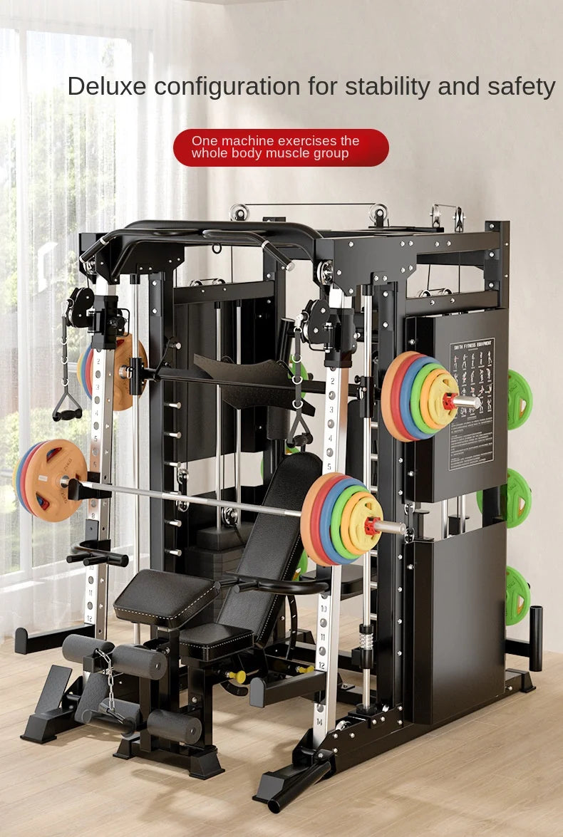 Professional Smith Machine Comprehensive Trainer – Multi-Functional Home & Commercial Gym Strength Equipment with Squat Rack & Pulley System